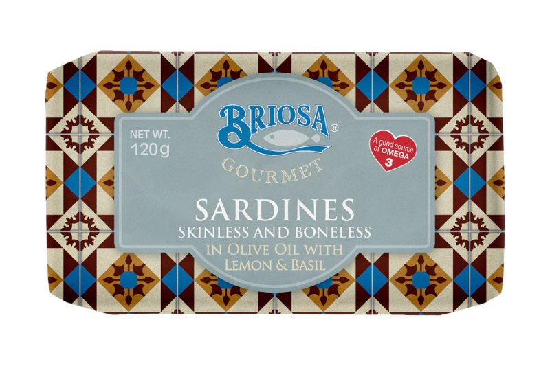 Sardines in olive oil with lemon and basil, skinless & boneless | Briosa Gourmet